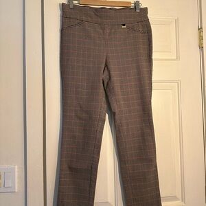 Anne Klein Checkered Pants in Red and Brown